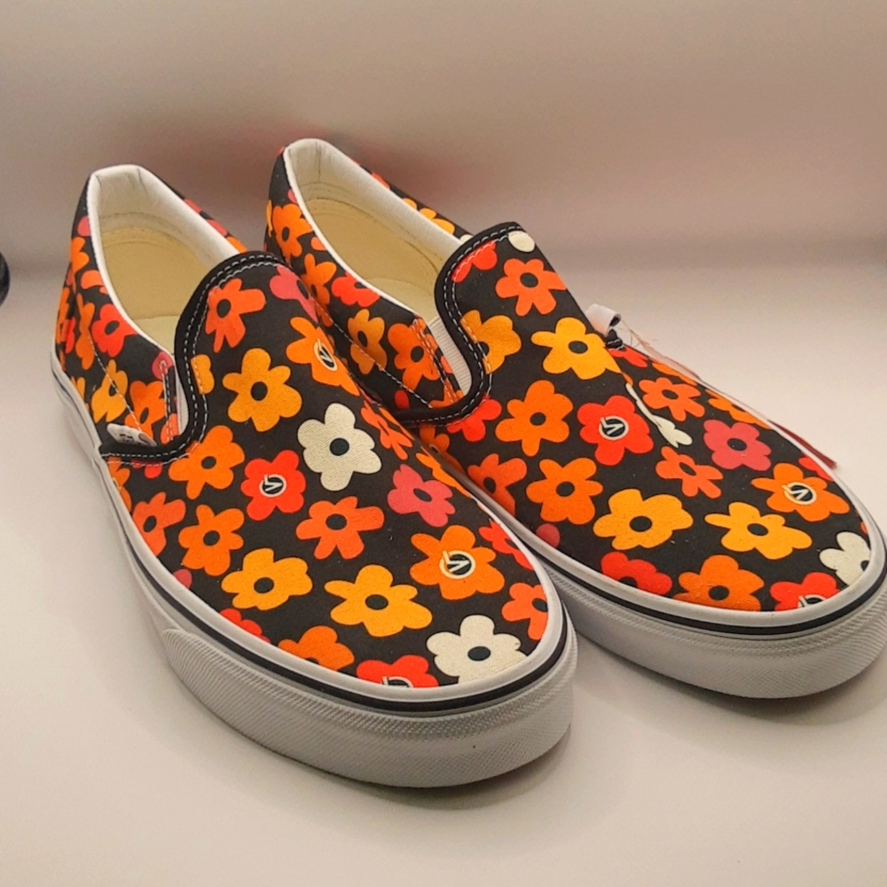 Vans Sk8-Low Slip-On Classic Canvas Skateboard Sneaker Flower Print Men 11 NWOB - Picture 2 of 11